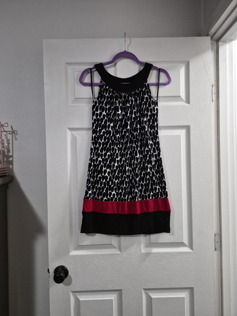 Y2k Sweet Storm Black & White Mini Dress with Red Band